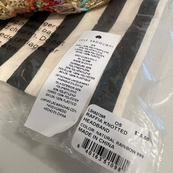 Lele Sadoughi knotted raffia rainbow natural headband NWT - Picture 5 of 8